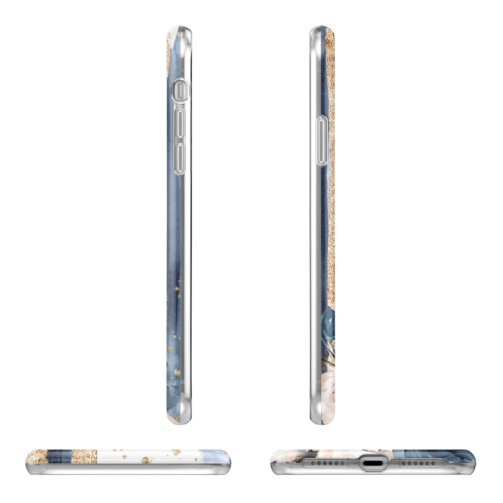 Personalised Blue Gold Name Apple iPhone XR in White with 3D Wrap Tough Case Alternative Image Angles