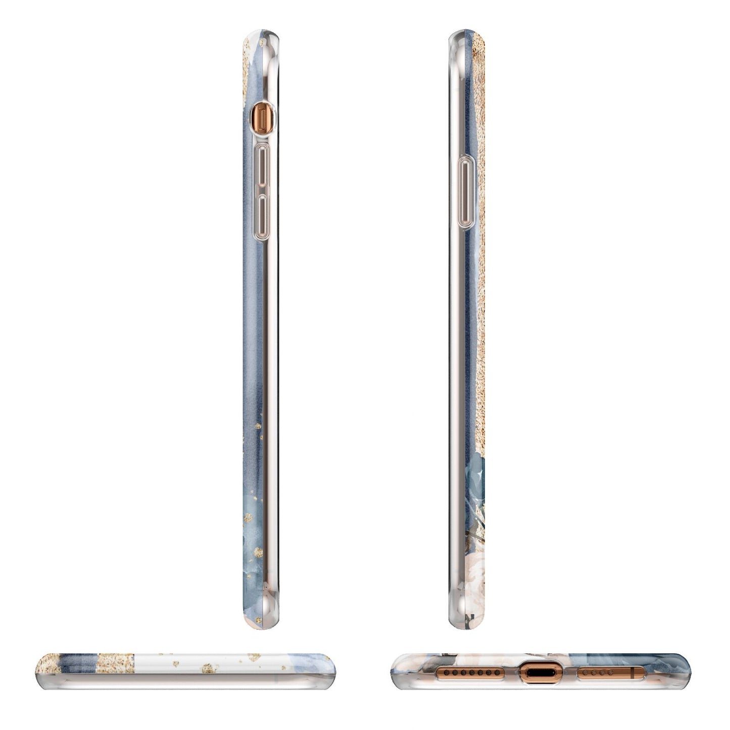 Personalised Blue Gold Name Apple iPhone XS Max 3D Wrap Tough Case Alternative Image Angles