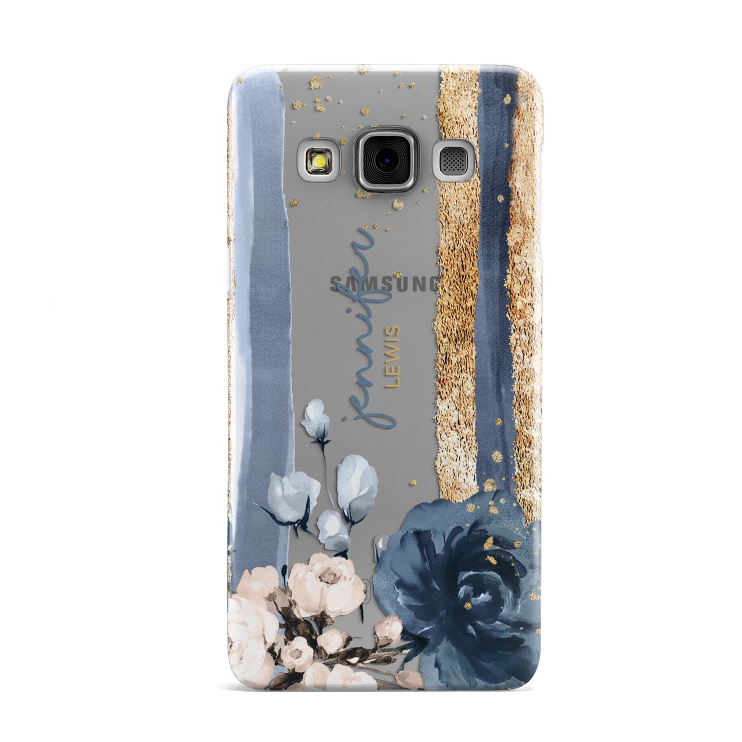 Personalised Blue Gold Name Samsung Galaxy A3 Case