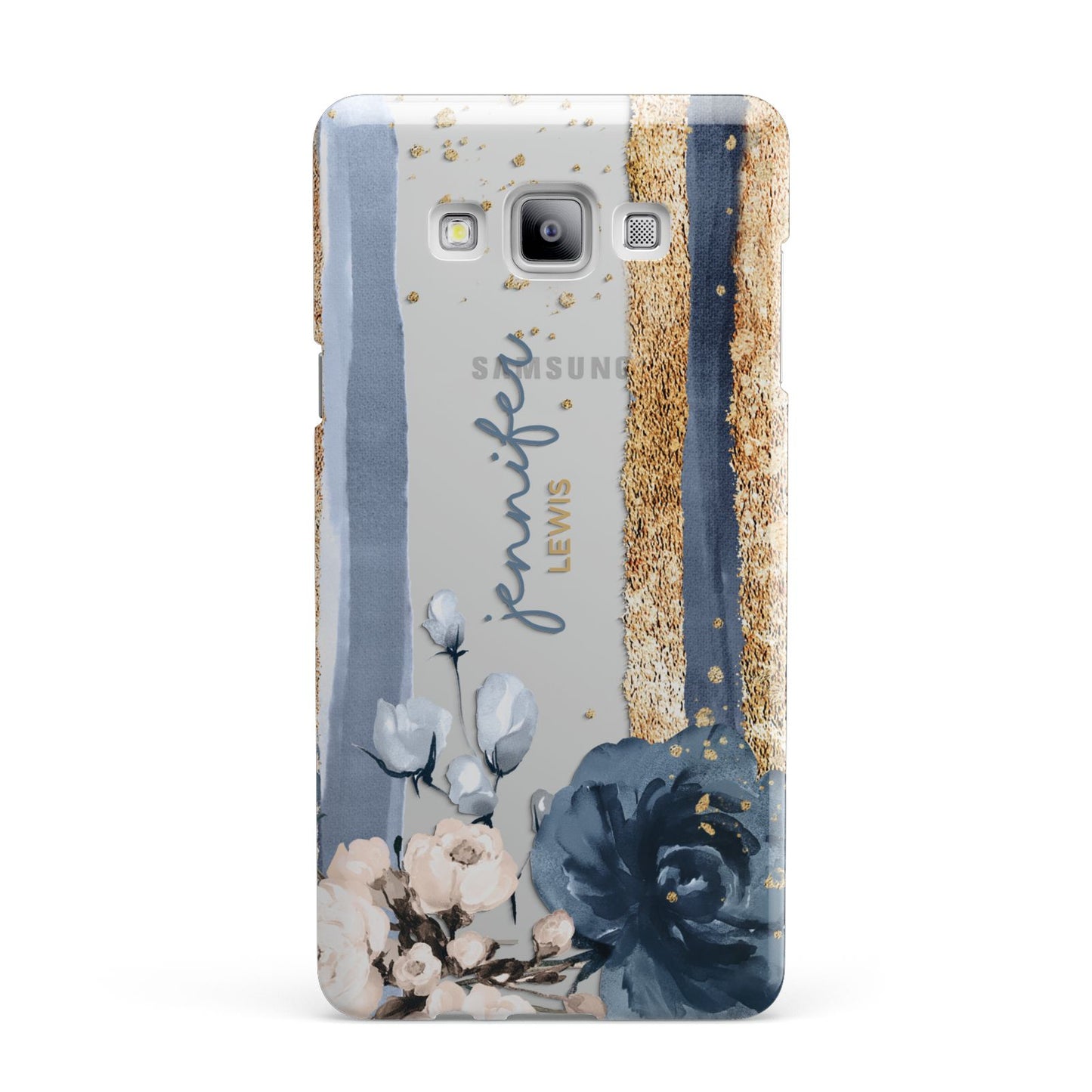 Personalised Blue Gold Name Samsung Galaxy A7 2015 Case