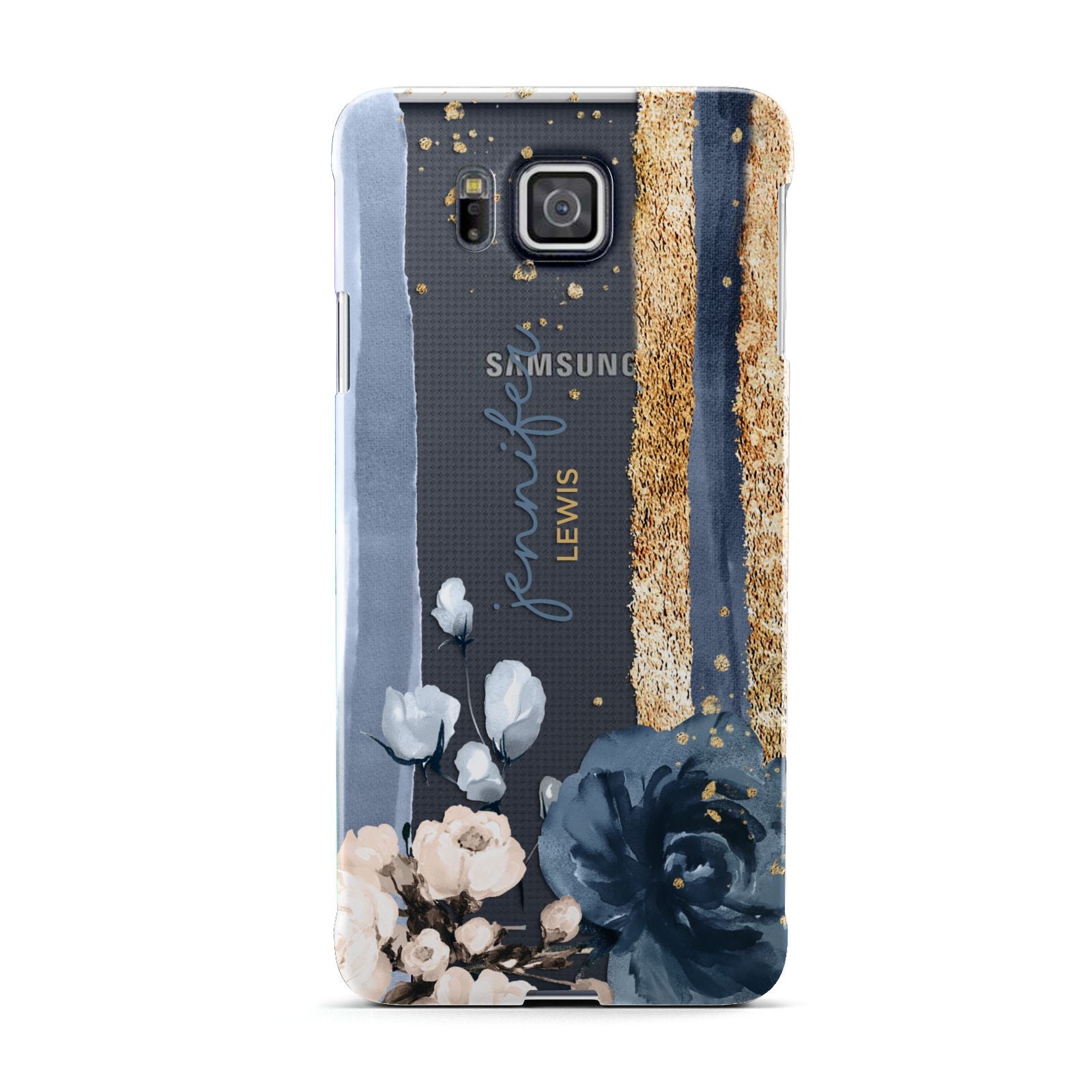 Personalised Blue Gold Name Samsung Galaxy Alpha Case