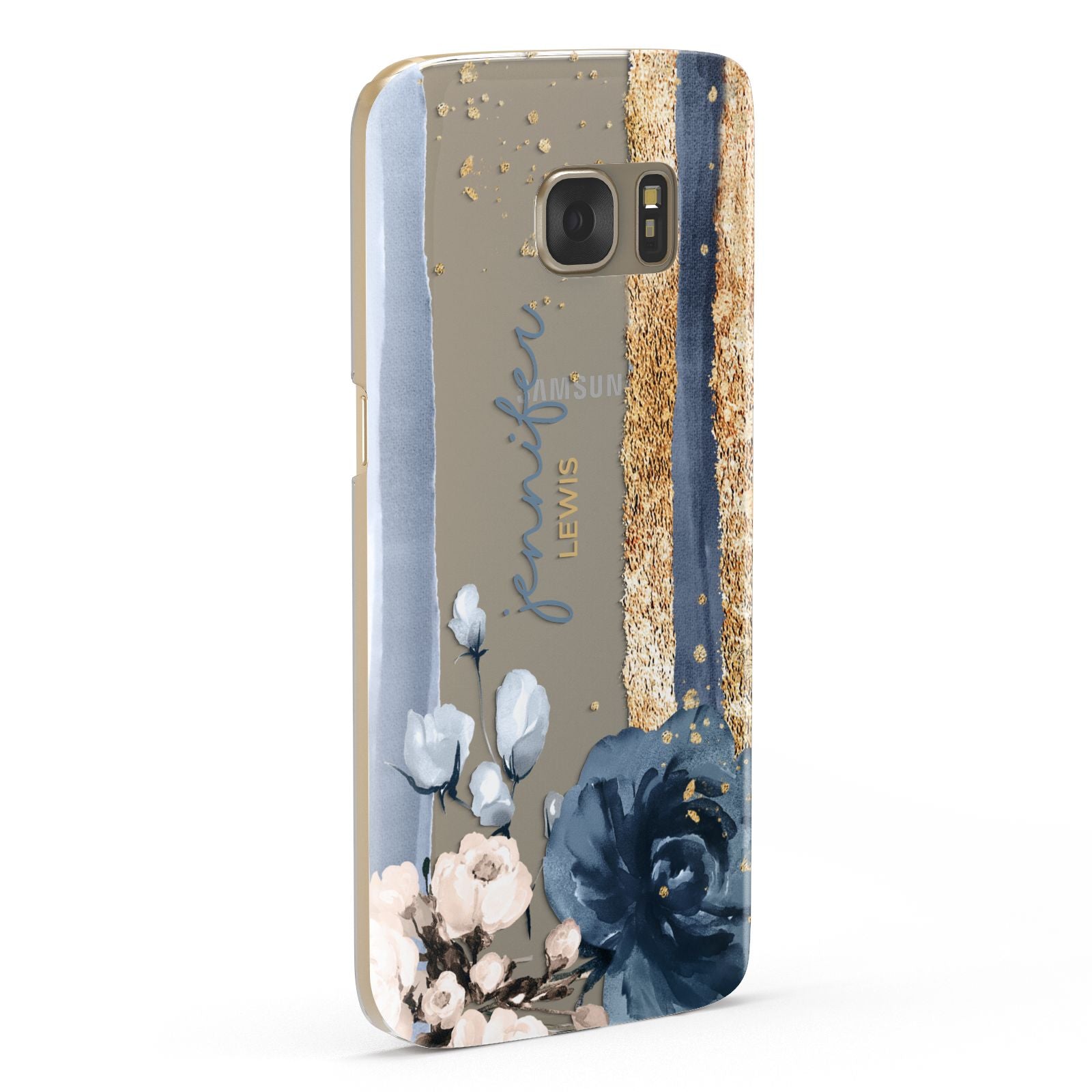 Personalised Blue Gold Name Samsung Galaxy Case Fourty Five Degrees