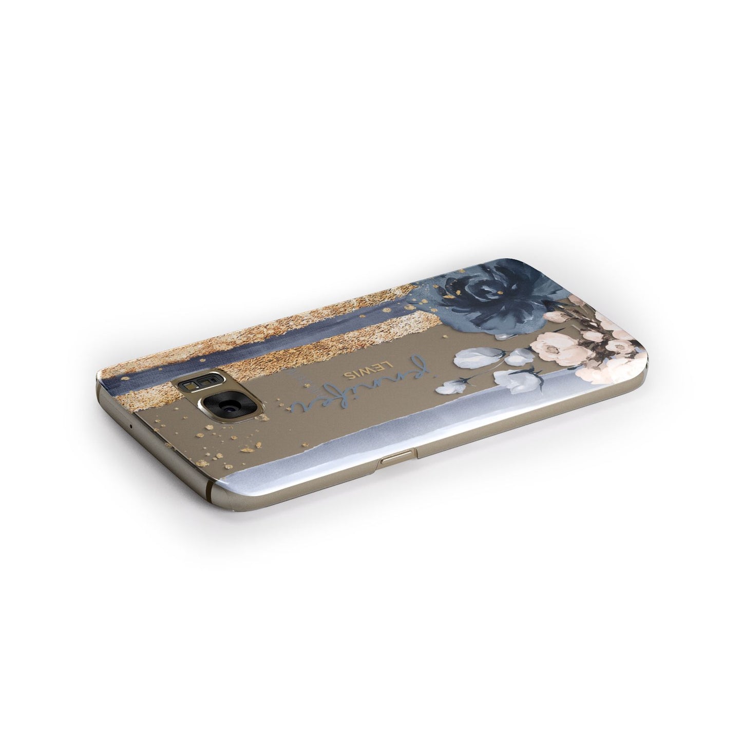 Personalised Blue Gold Name Samsung Galaxy Case Side Close Up