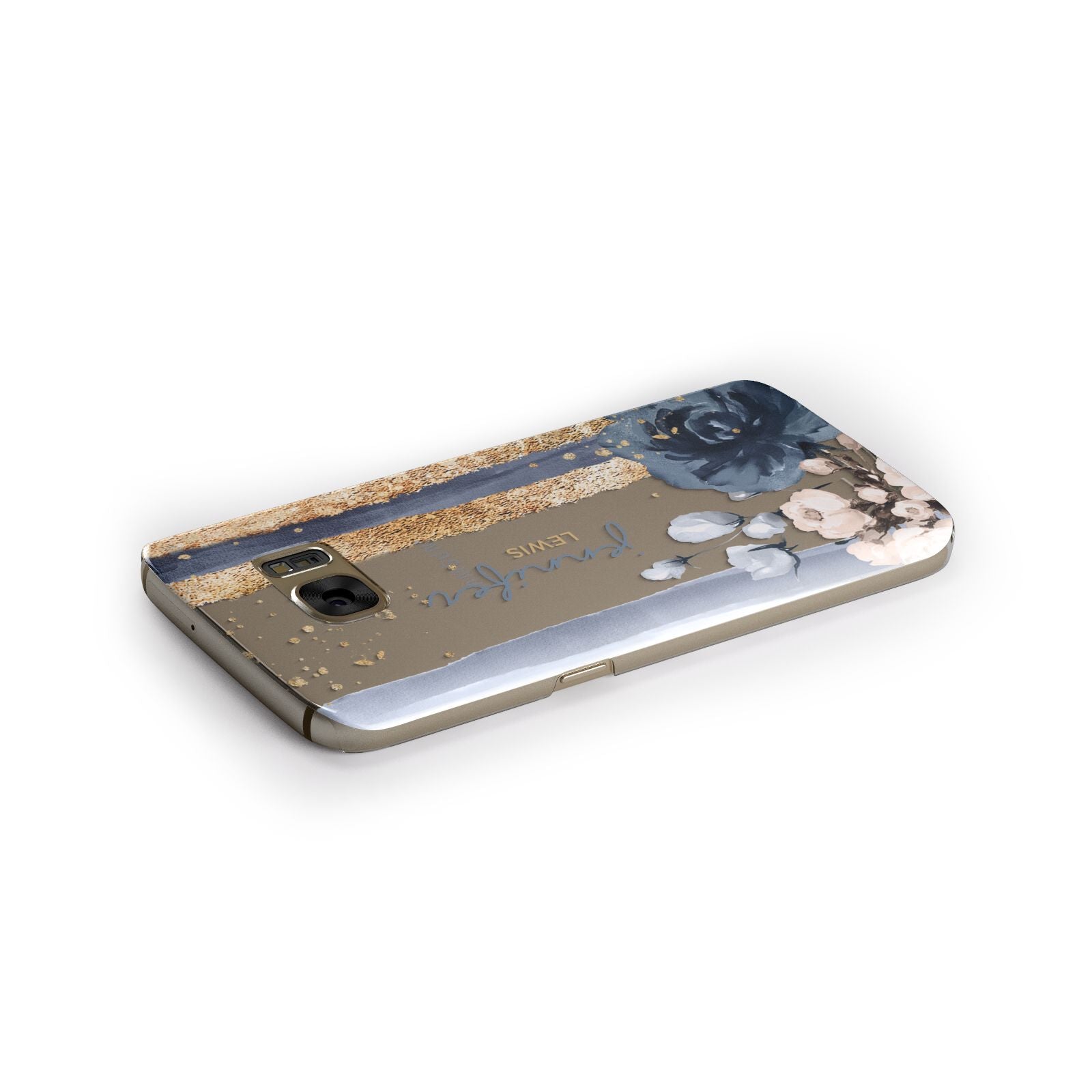 Personalised Blue Gold Name Samsung Galaxy Case Side Close Up