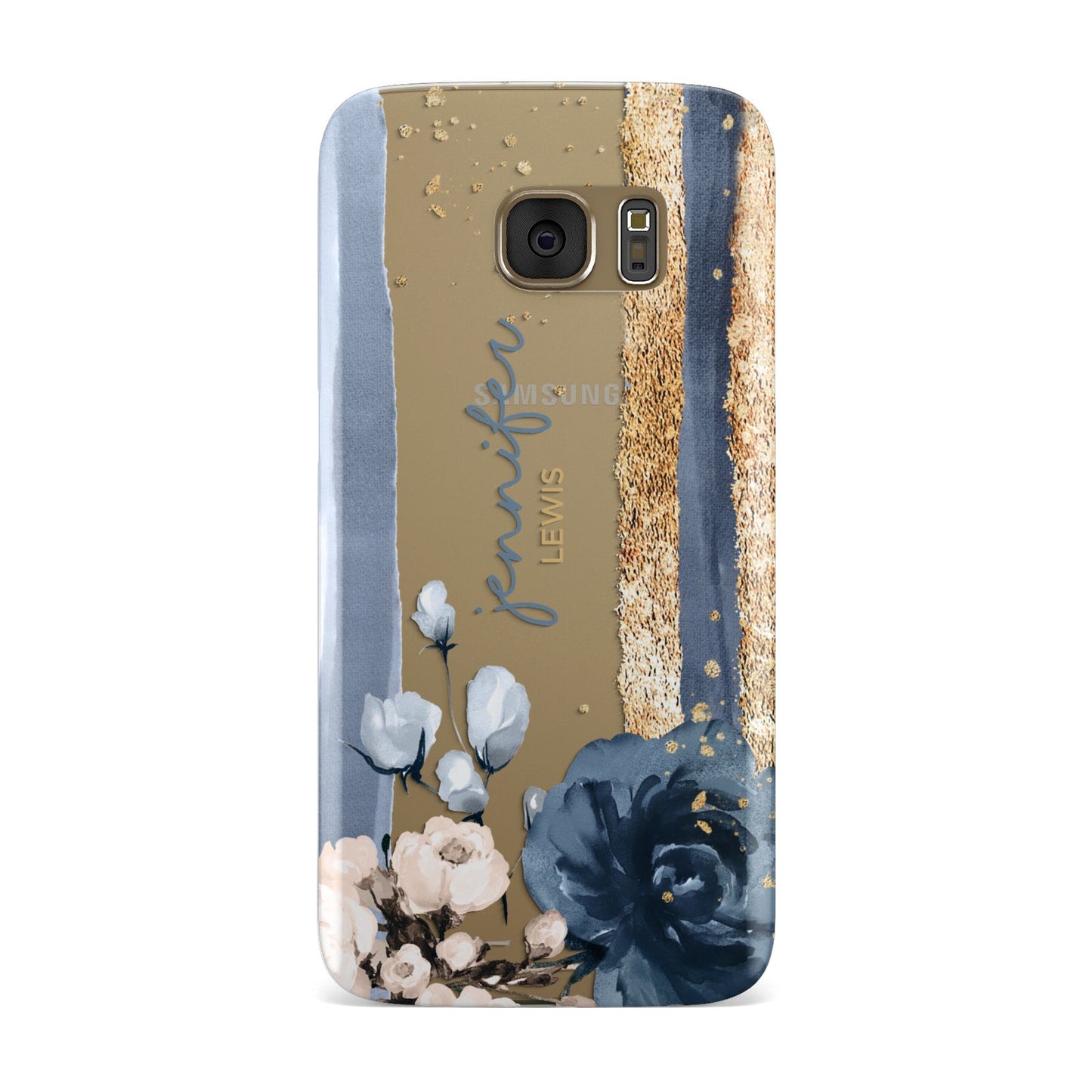 Personalised Blue Gold Name Samsung Galaxy Case