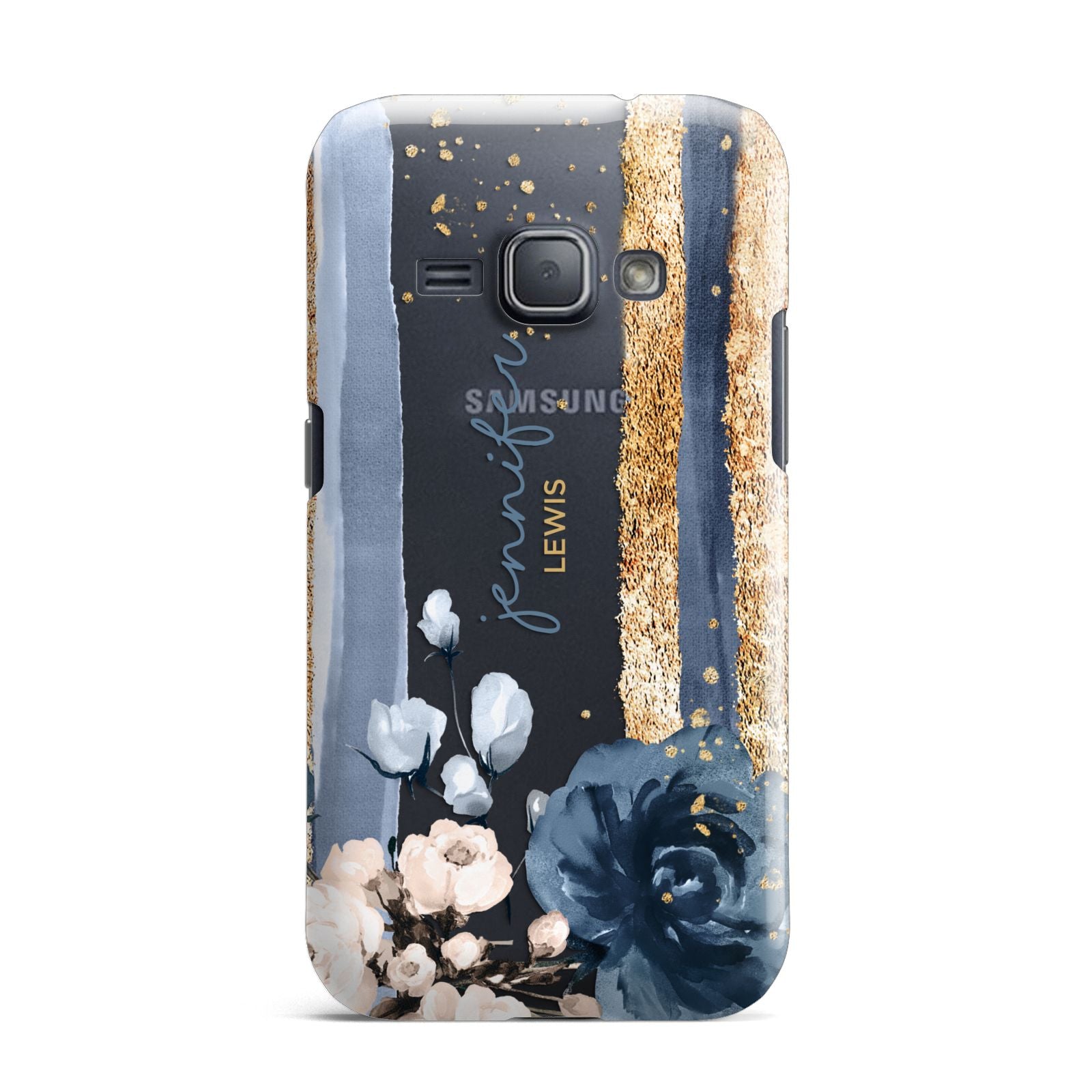 Personalised Blue Gold Name Samsung Galaxy J1 2016 Case