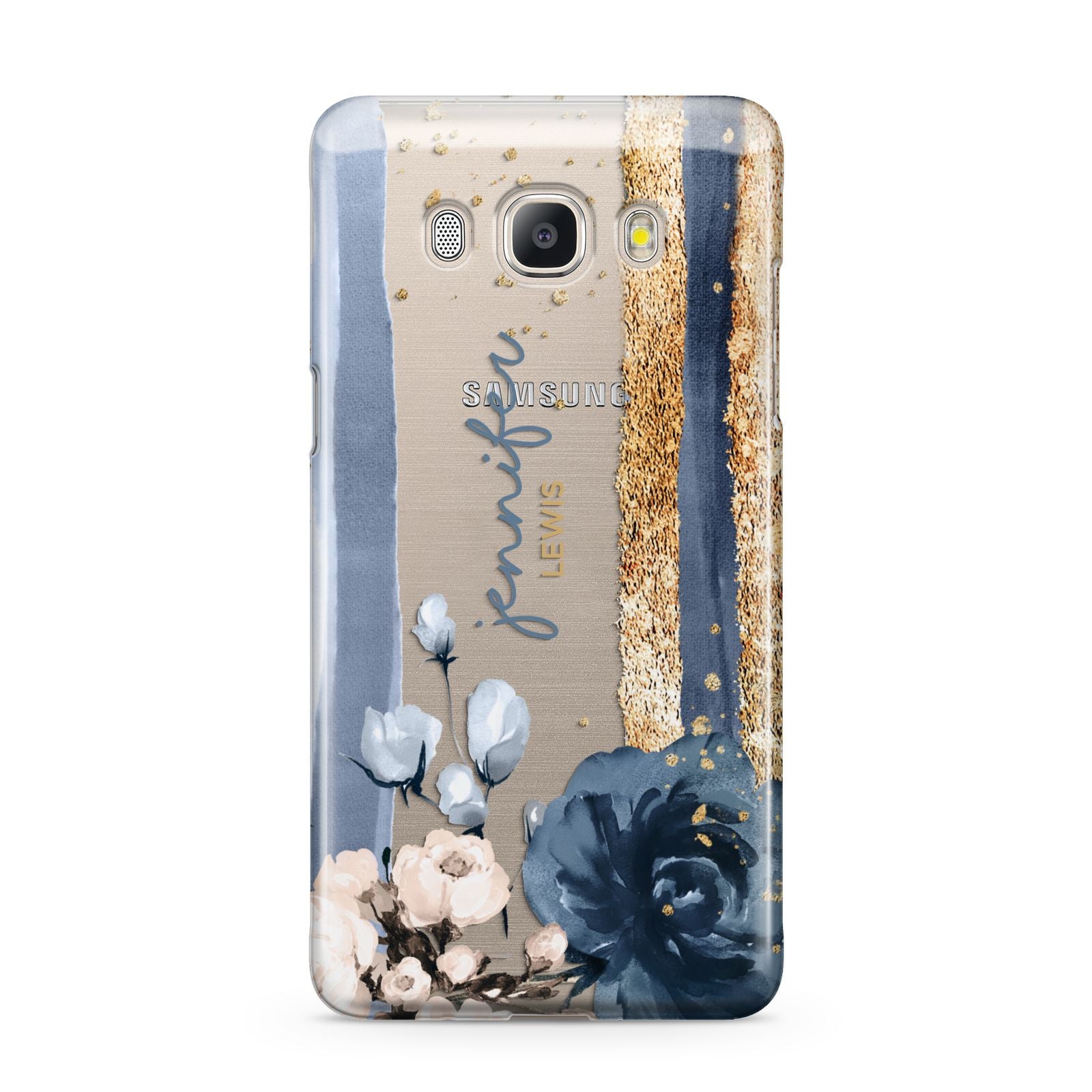 Personalised Blue Gold Name Samsung Galaxy J5 2016 Case