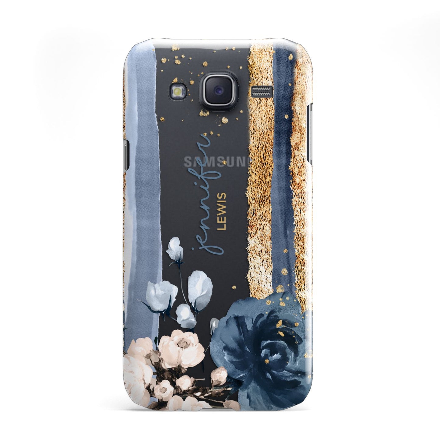 Personalised Blue Gold Name Samsung Galaxy J5 Case