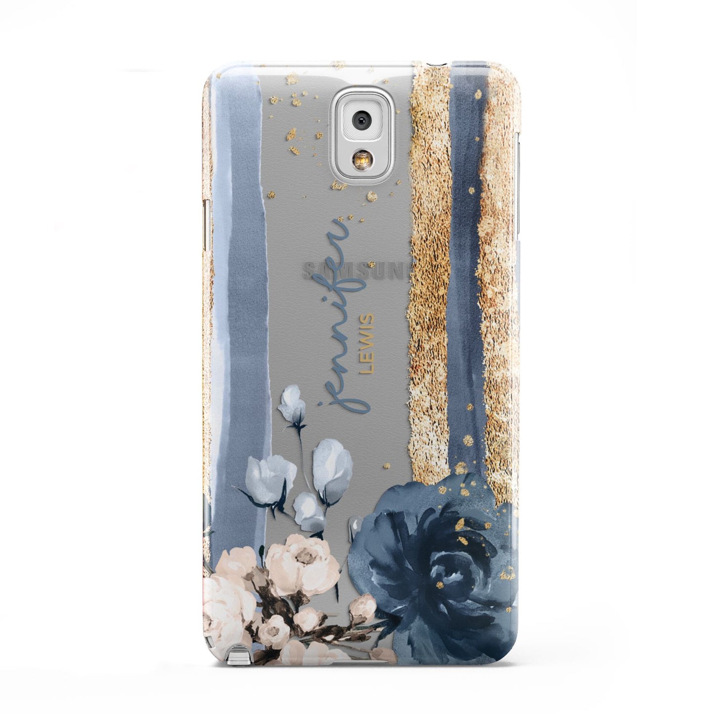 Personalised Blue Gold Name Samsung Galaxy Note 3 Case