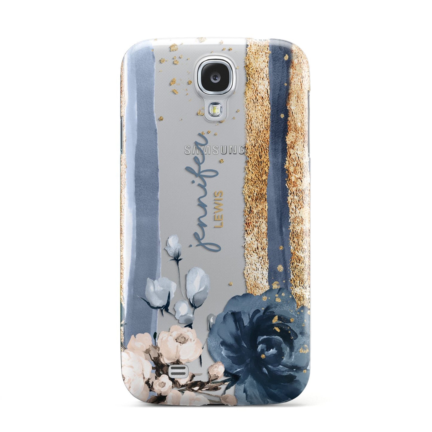 Personalised Blue Gold Name Samsung Galaxy S4 Case