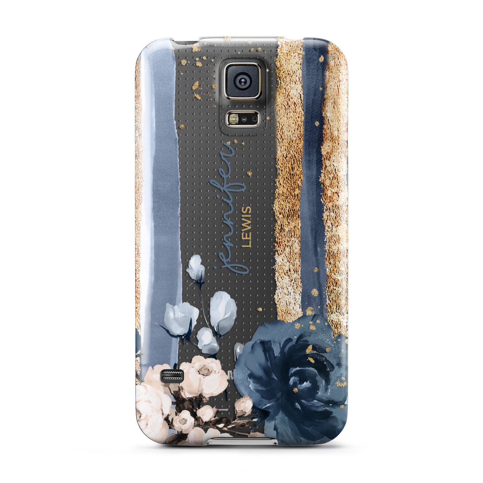 Personalised Blue Gold Name Samsung Galaxy S5 Case