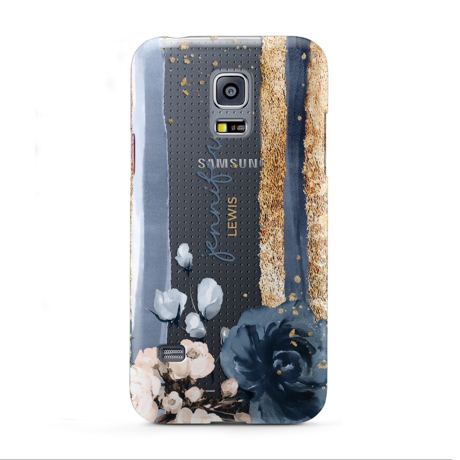 Personalised Blue Gold Name Samsung Galaxy S5 Mini Case