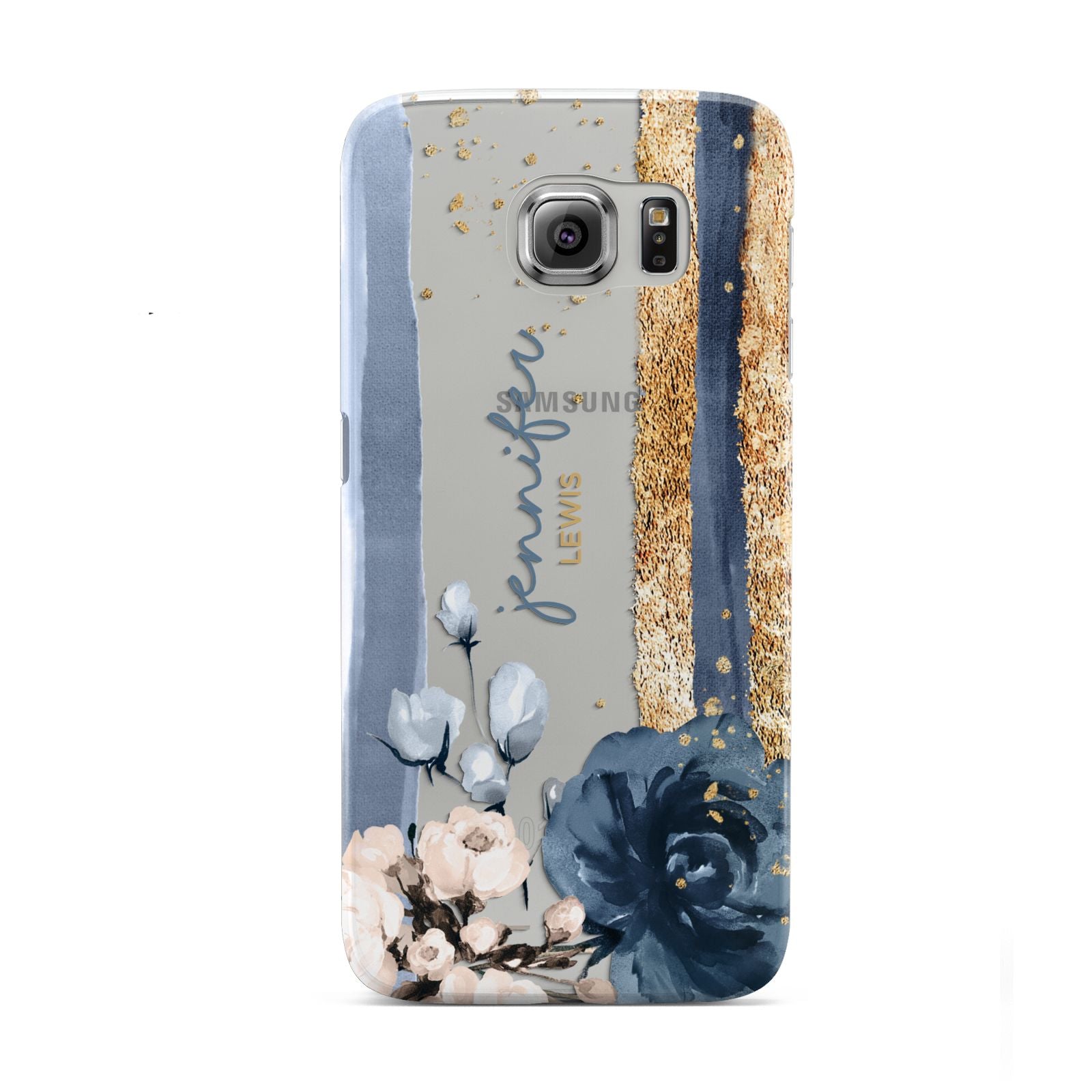 Personalised Blue Gold Name Samsung Galaxy S6 Case