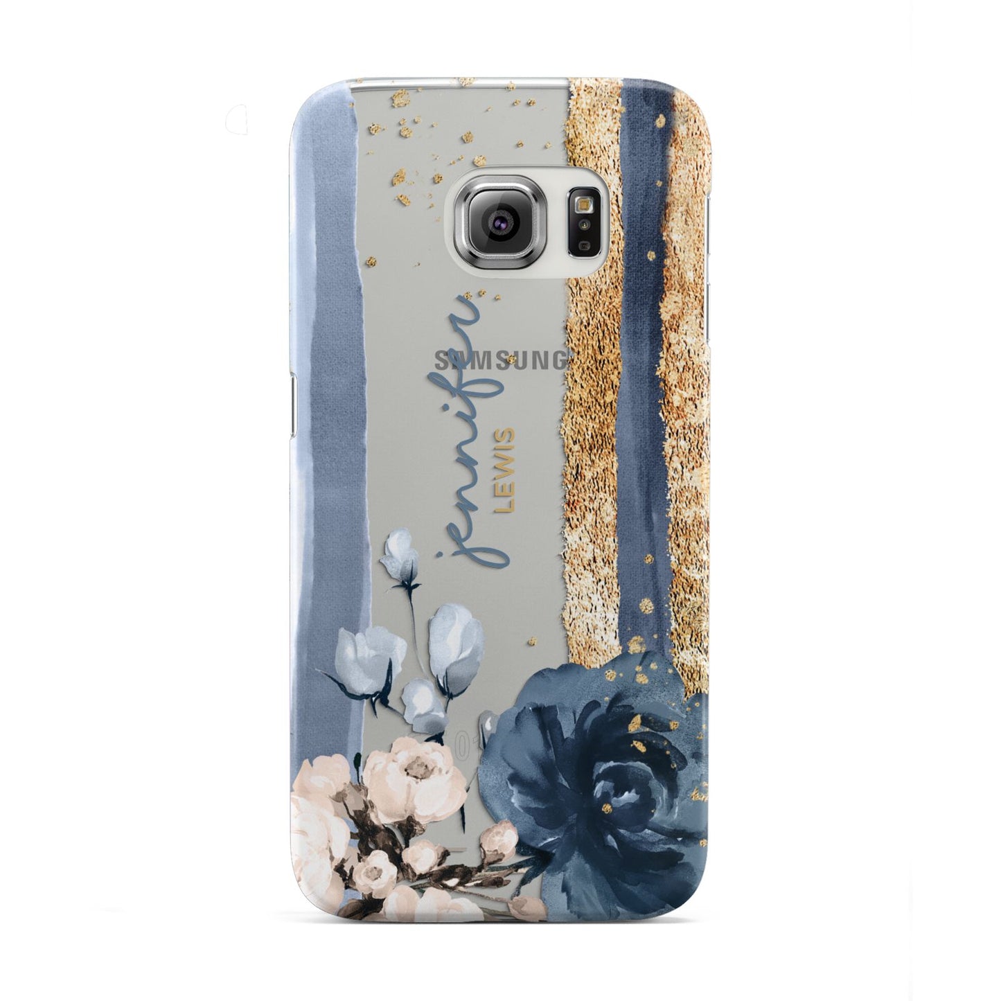 Personalised Blue Gold Name Samsung Galaxy S6 Edge Case