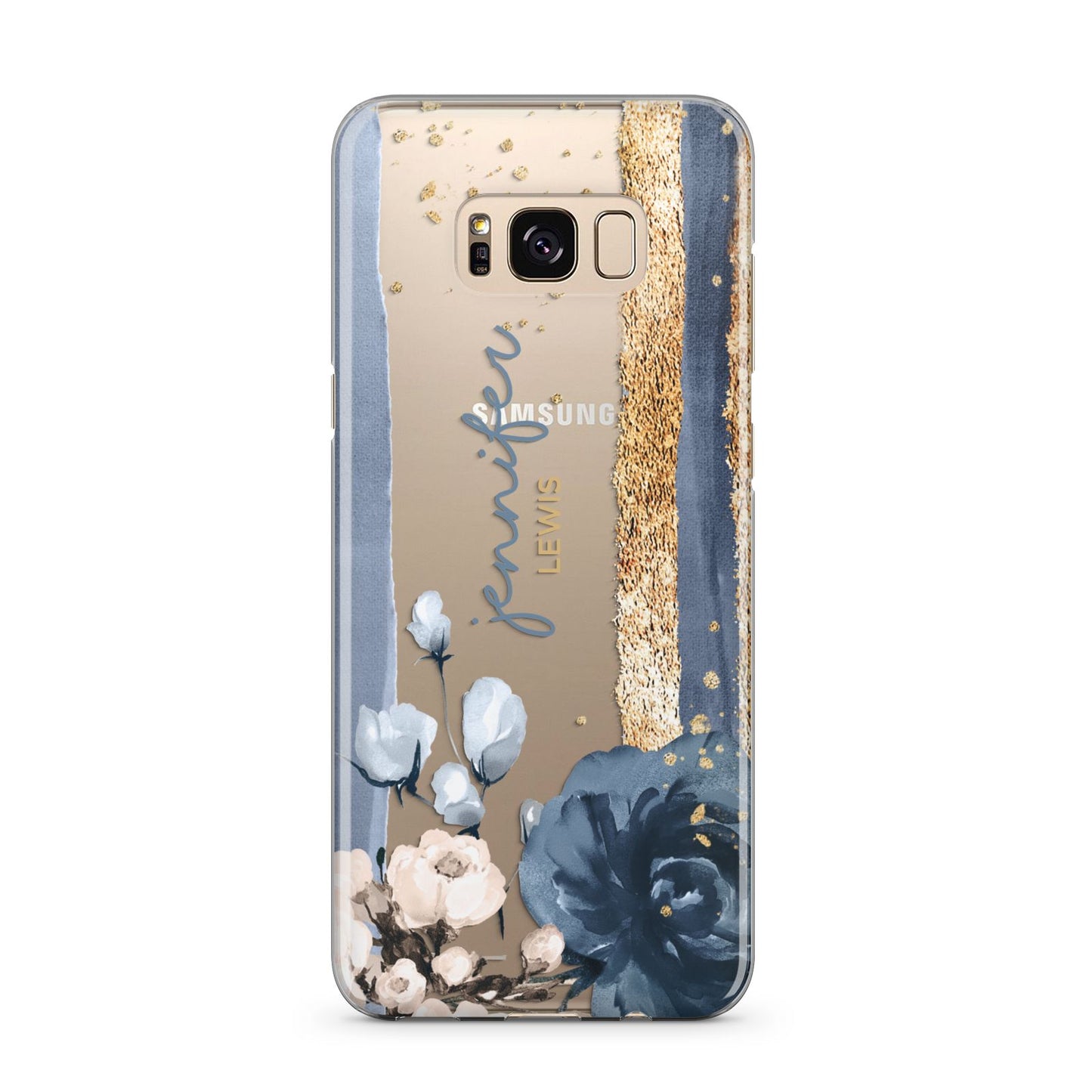 Personalised Blue Gold Name Samsung Galaxy S8 Plus Case