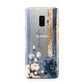 Personalised Blue Gold Name Samsung Galaxy S9 Plus Case on Silver phone