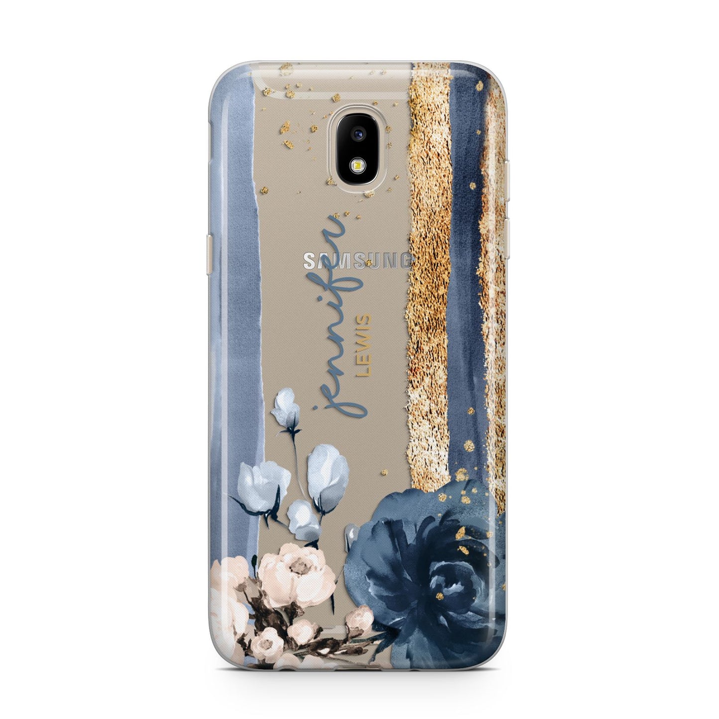 Personalised Blue Gold Name Samsung J5 2017 Case