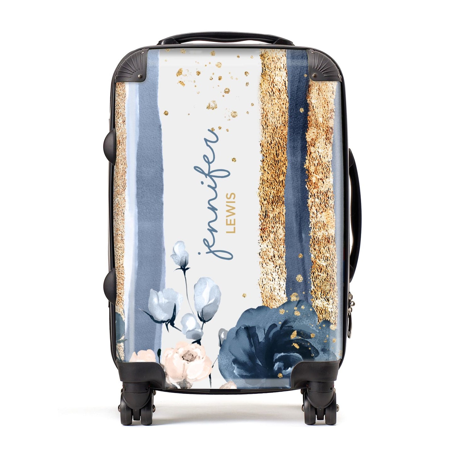 Personalised Blue Gold Name Suitcase