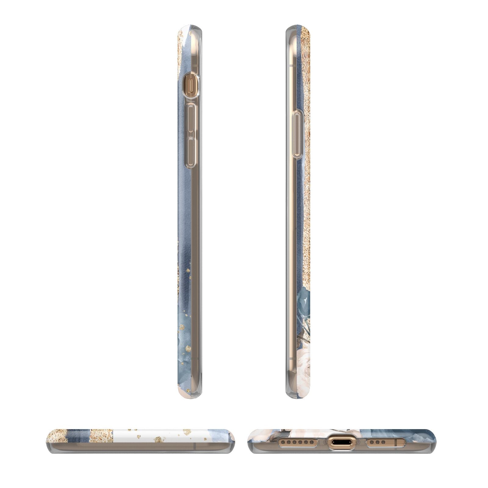 Personalised Blue Gold Name iPhone 11 3D Tough Case Angle Images