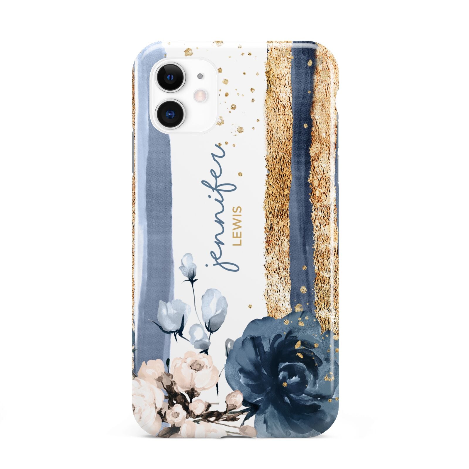 Personalised Blue Gold Name iPhone 11 3D Tough Case