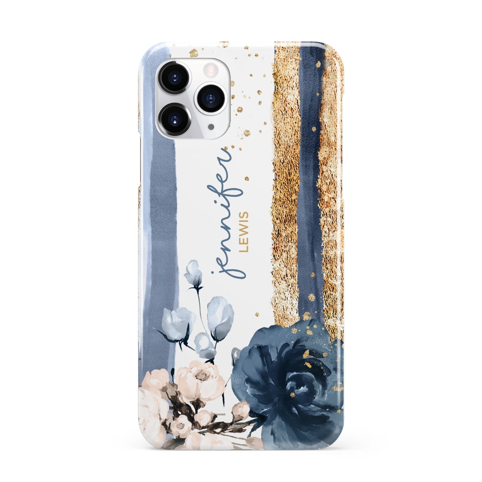 Personalised Blue Gold Name iPhone 11 Pro 3D Snap Case
