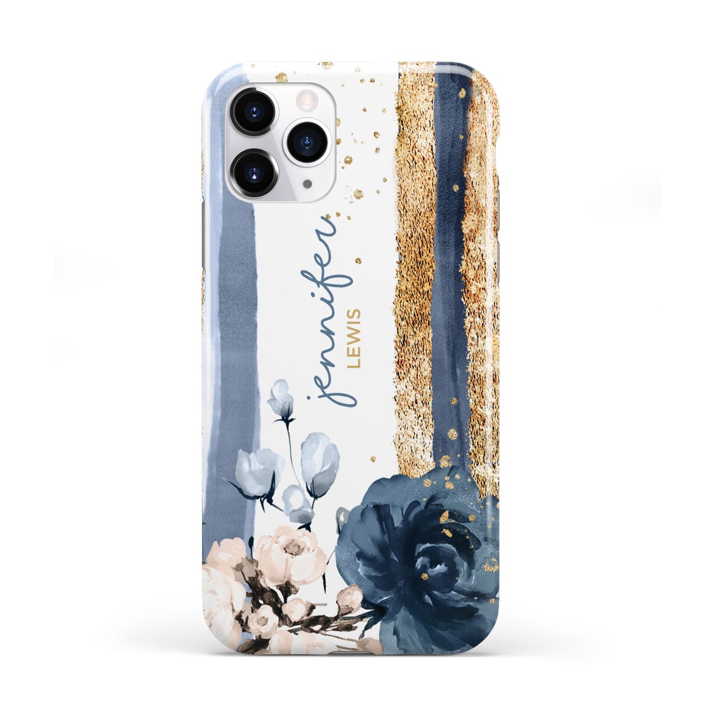 Personalised Blue Gold Name iPhone 11 Pro 3D Tough Case