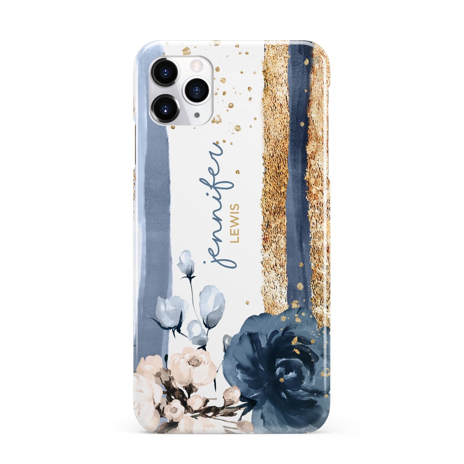 Personalised Blue Gold Name iPhone 11 Pro Max 3D Snap Case