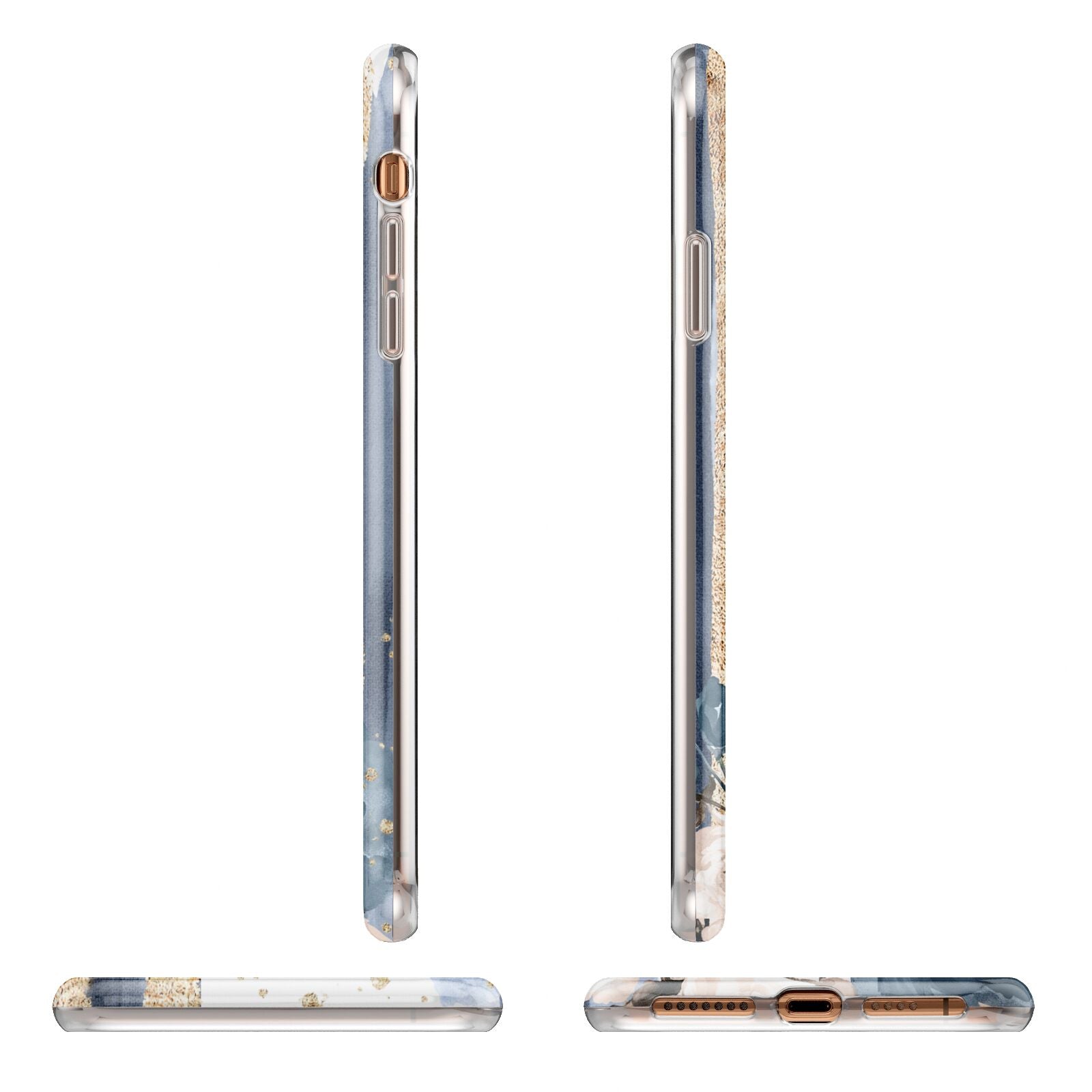 Personalised Blue Gold Name iPhone 11 Pro Max 3D Tough Case Angle Images