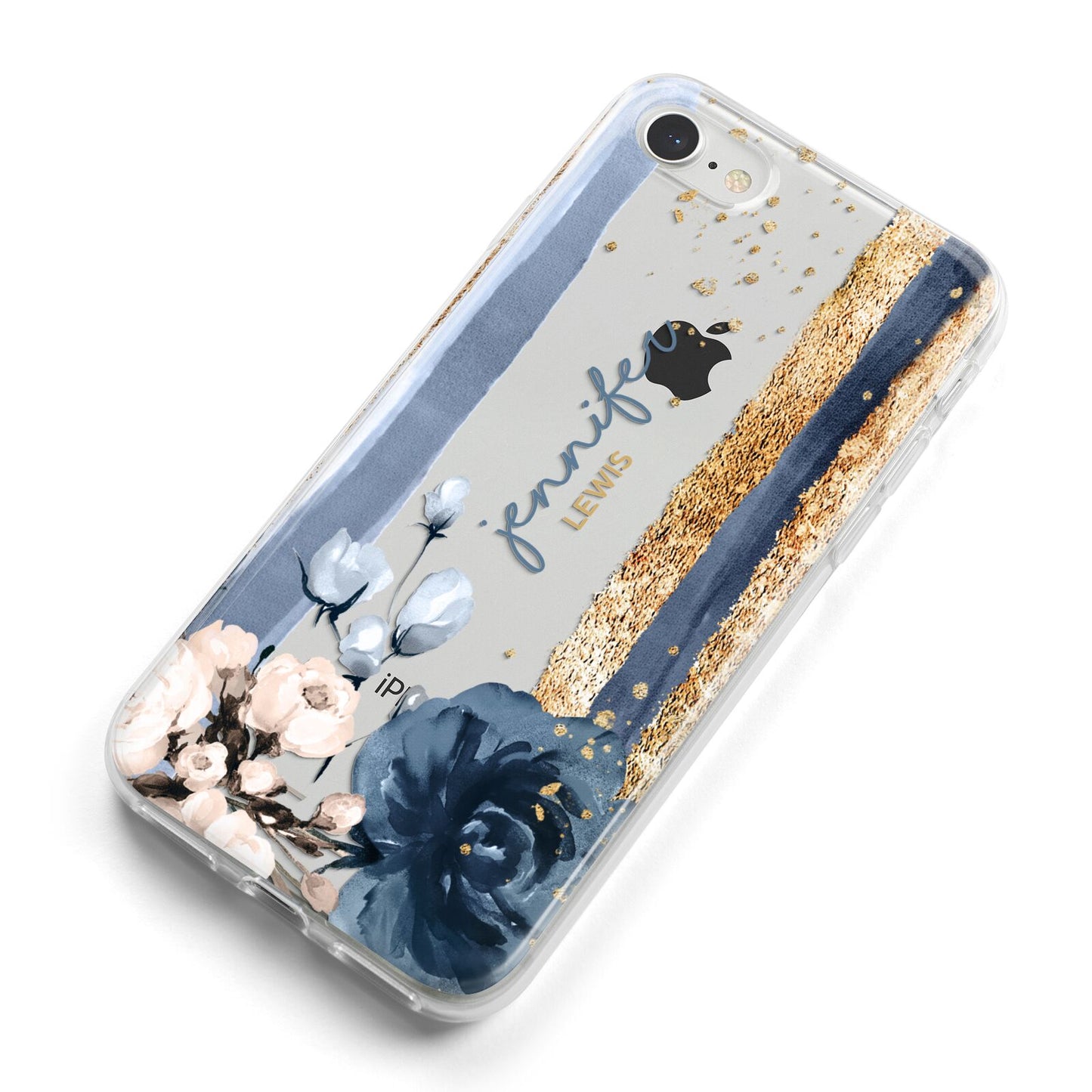 Personalised Blue Gold Name iPhone 8 Bumper Case on Silver iPhone Alternative Image