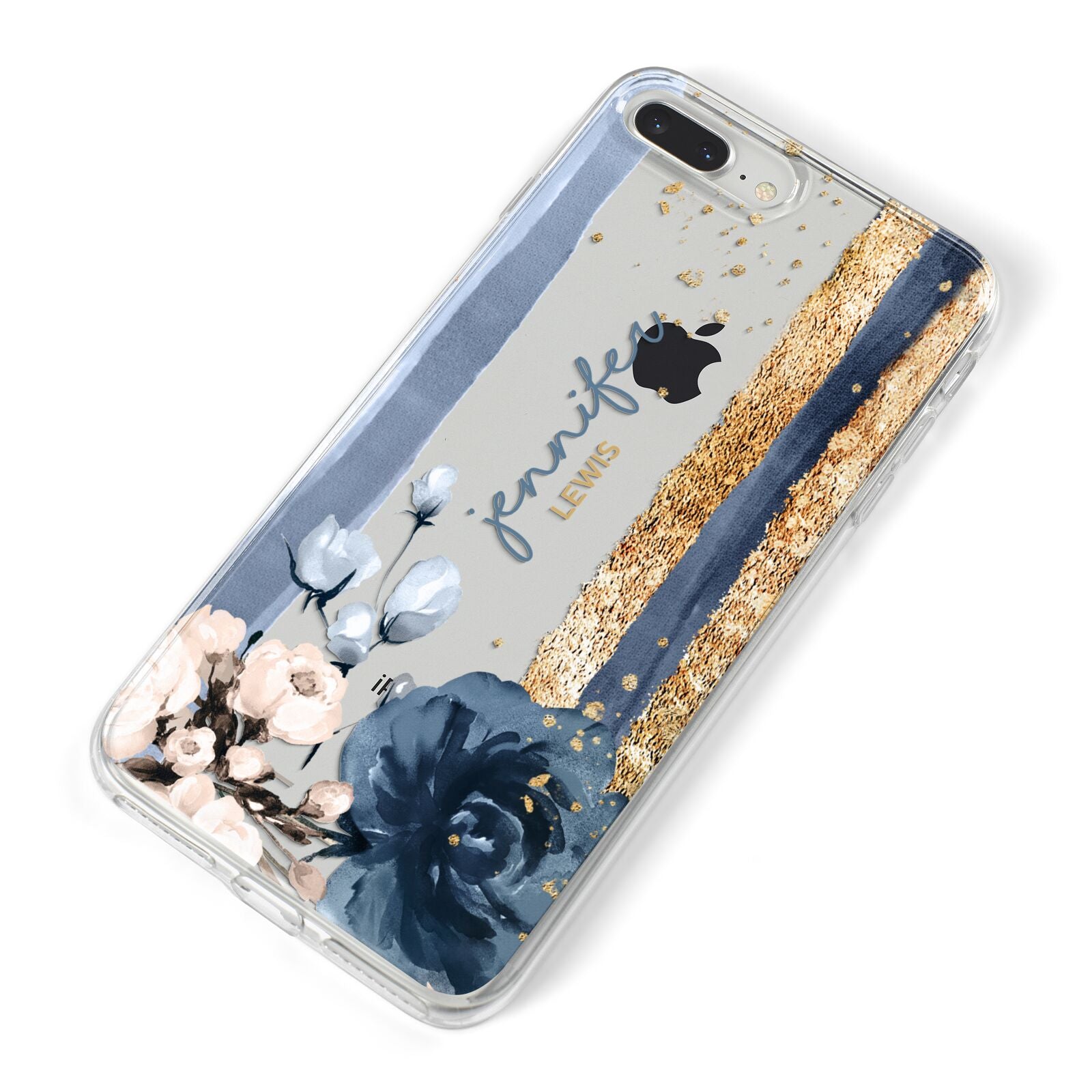 Personalised Blue Gold Name iPhone 8 Plus Bumper Case on Silver iPhone Alternative Image