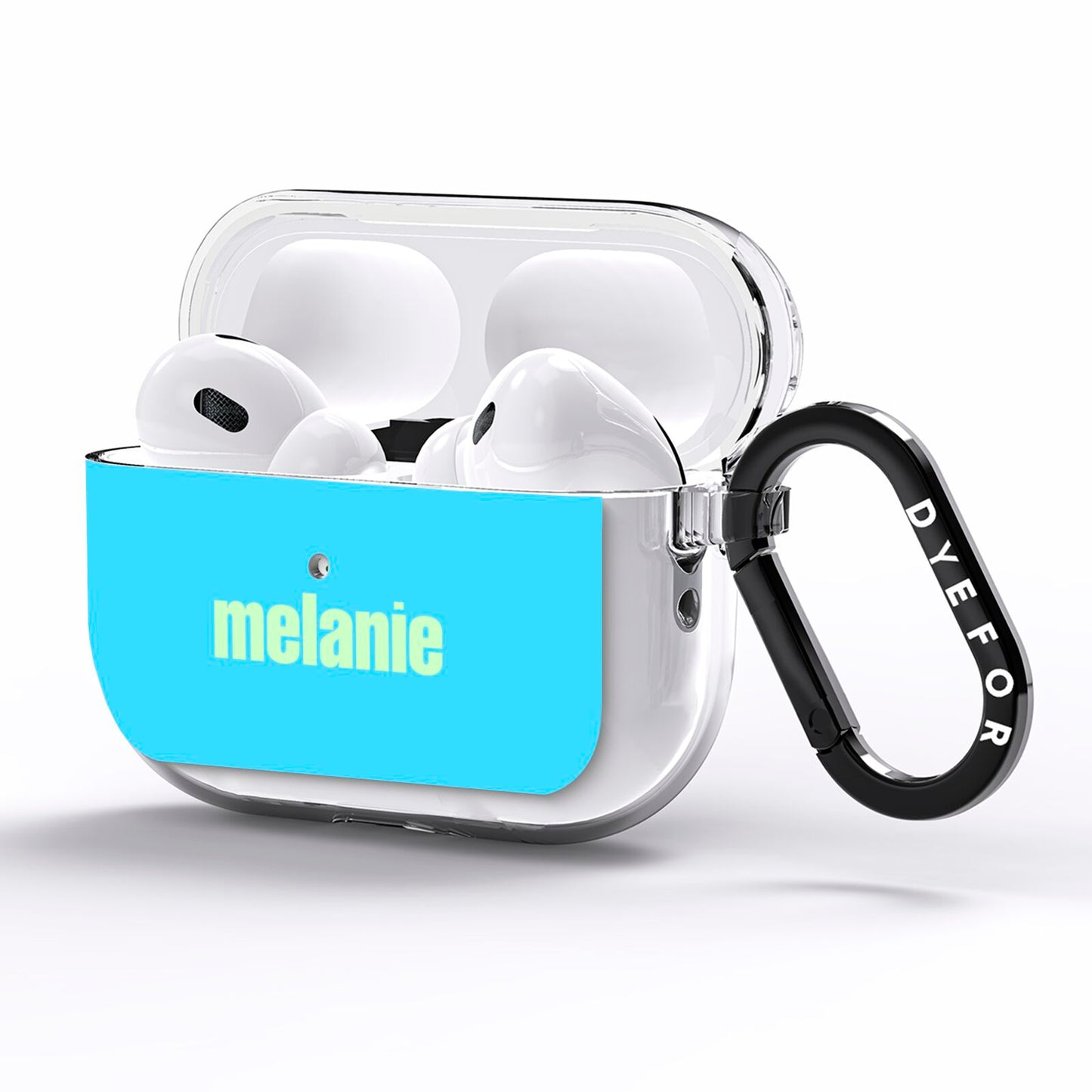 Personalised Blue Green Name AirPods Pro Clear Case Side Image