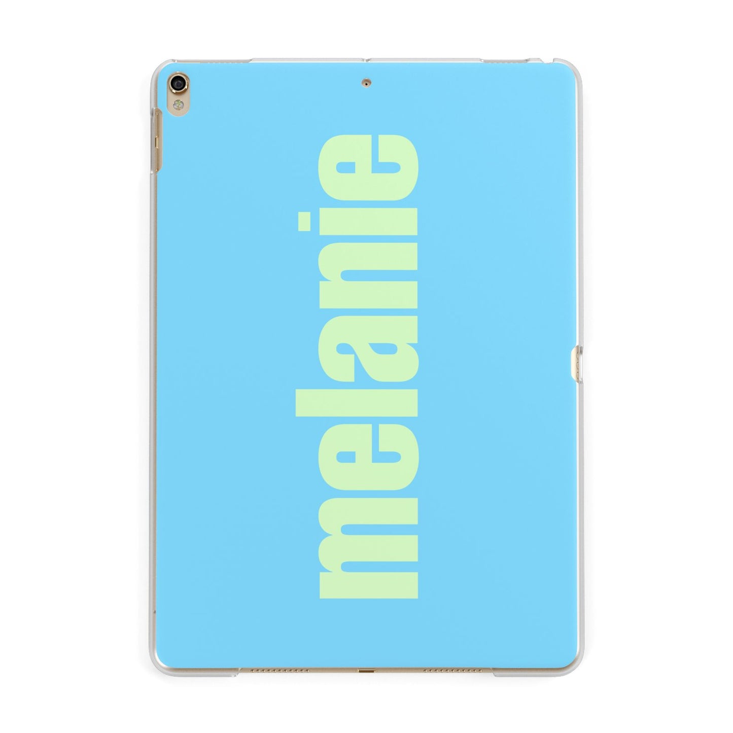 Personalised Blue Green Name Apple iPad Gold Case
