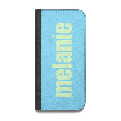 Personalised Blue Green Name Vegan Leather Flip Samsung Case