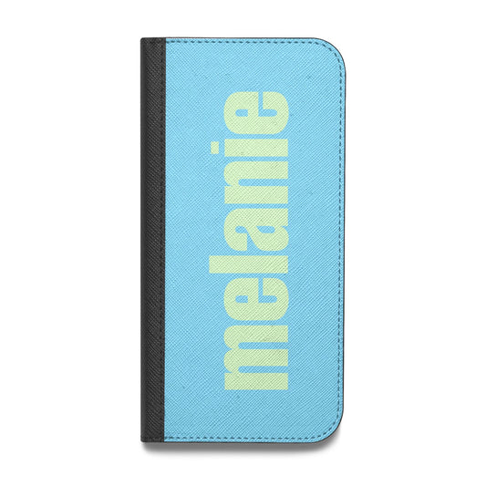 Personalised Blue Green Name Vegan Leather Flip Samsung Case
