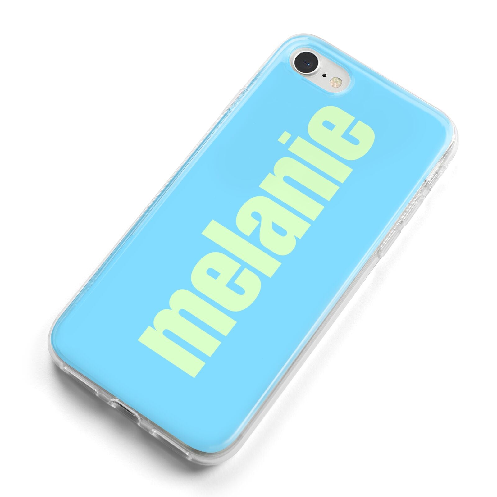 Personalised Blue Green Name iPhone 8 Bumper Case on Silver iPhone Alternative Image