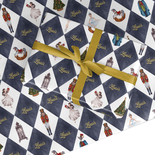 Personalised Blue Harlequin Custom Wrapping Paper