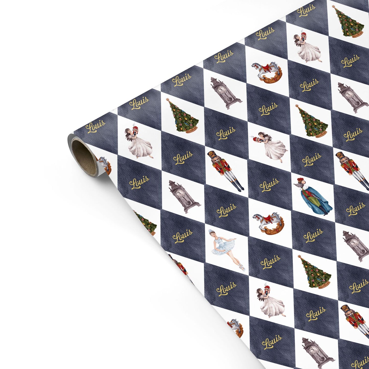 Personalised Blue Harlequin Personalised Gift Wrap