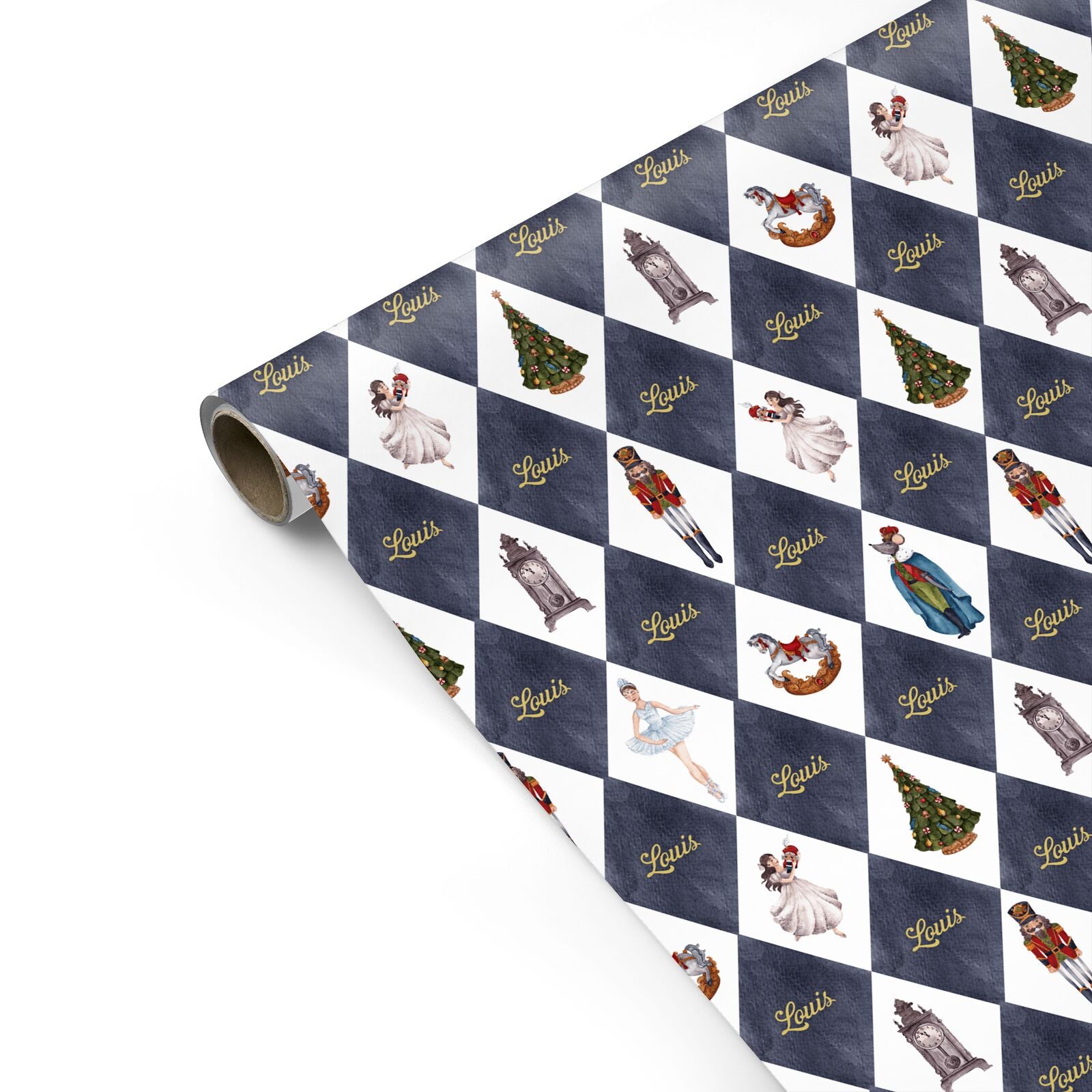Personalised Blue Harlequin Personalised Gift Wrap