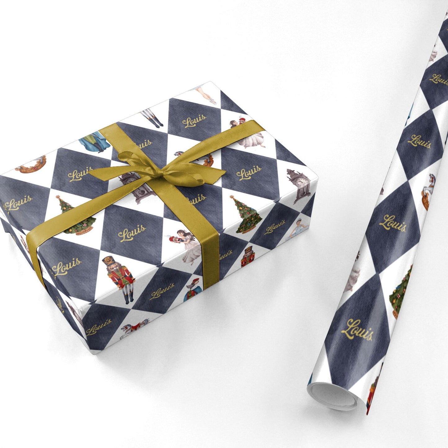 Personalised Blue Harlequin Personalised Wrapping Paper