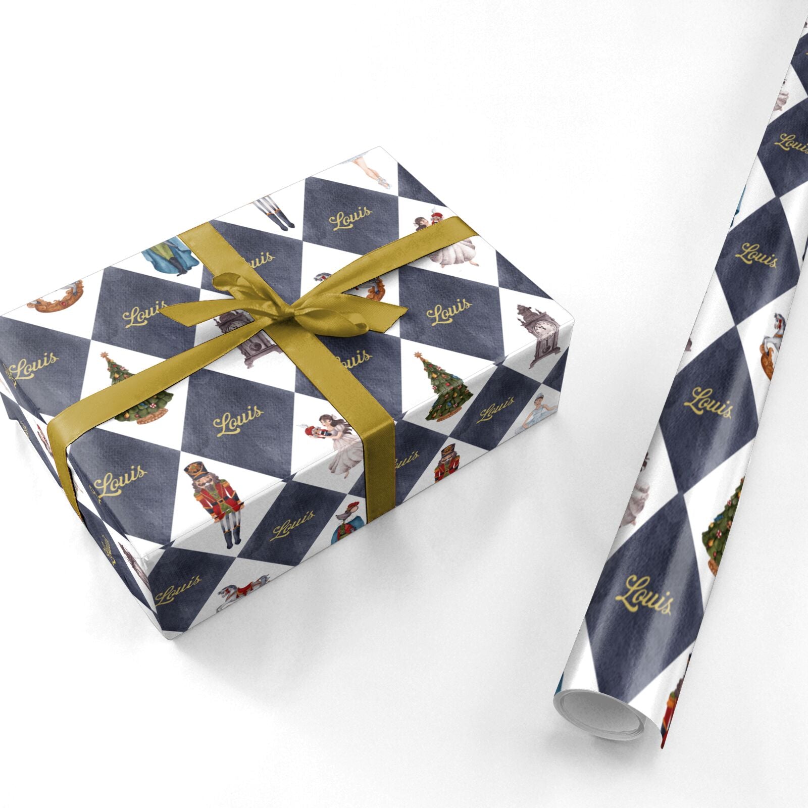 Personalised Blue Harlequin Personalised Wrapping Paper