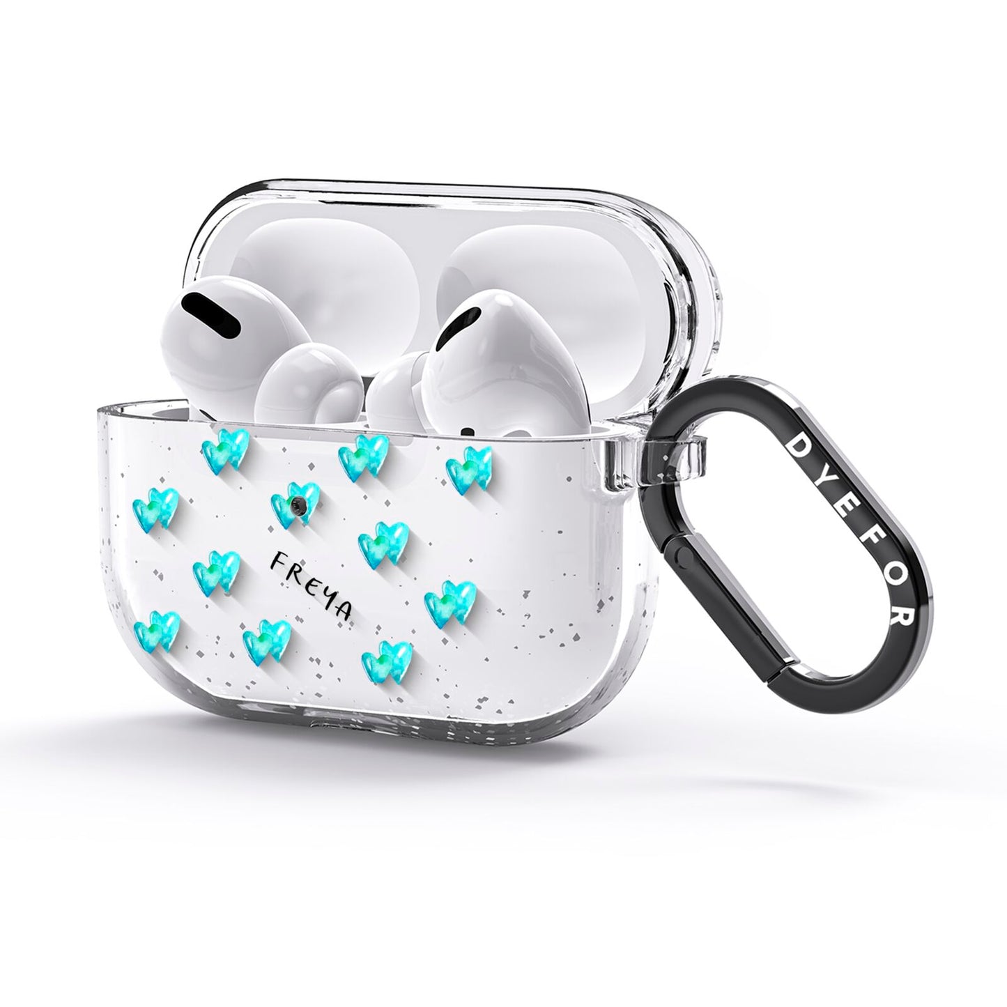 Personalised Blue Hearts AirPods Glitter Case 3rd Gen Side Image