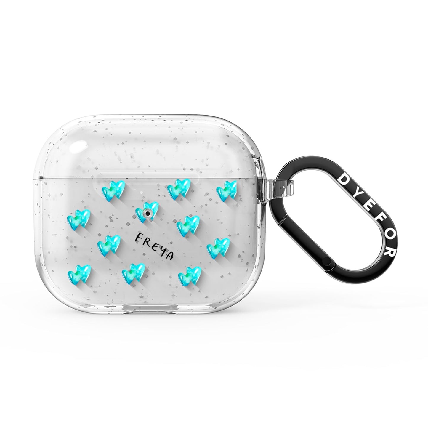 Personalised Blue Hearts AirPods Glitter Case 3rd Gen