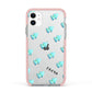 Personalised Blue Hearts Apple iPhone 11 in White with Pink Impact Case
