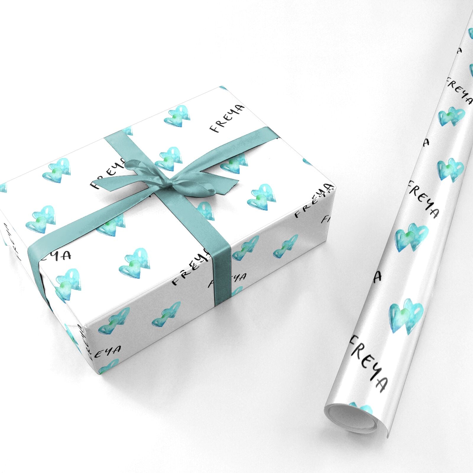 Personalised Blue Hearts Personalised Wrapping Paper
