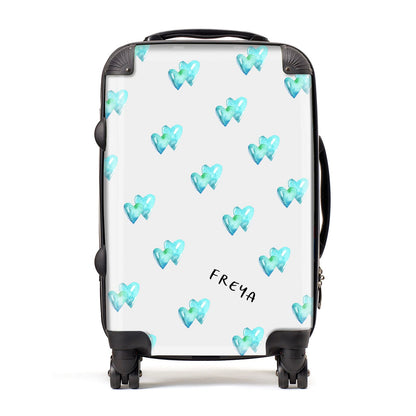 Personalised Blue Hearts Suitcase
