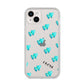 Personalised Blue Hearts iPhone 14 Plus Clear Tough Case Starlight