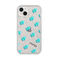 Personalised Blue Hearts iPhone 14 Plus Glitter Tough Case Starlight