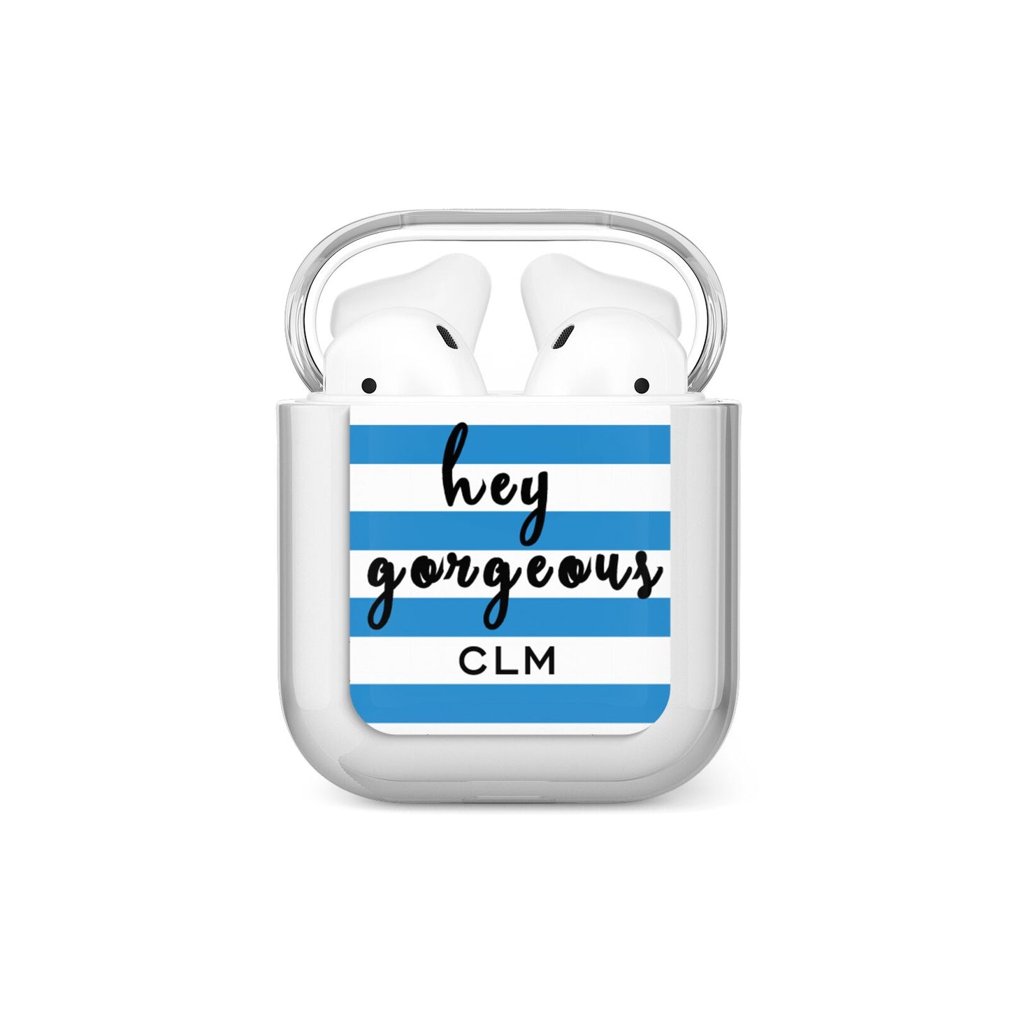 Personalised Blue Hey Gorgeous AirPods Case