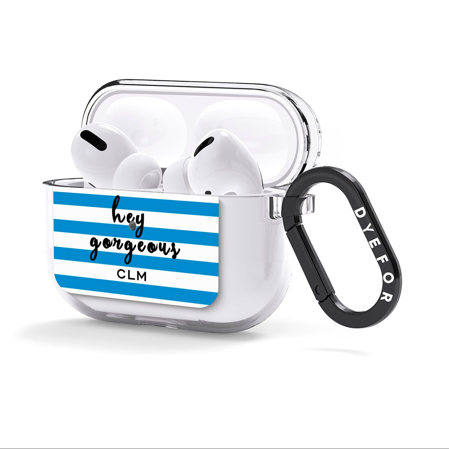 Personalised Blue Hey Gorgeous AirPods Clear Case 3rd Gen Side Image