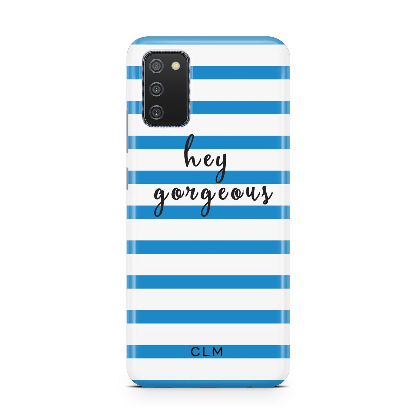 Personalised Blue Hey Gorgeous Samsung A02s Case